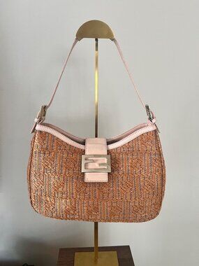 Fendi Raffia Baguette & Pale Pink Leather